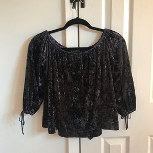 American Eagle Off the Shoulder Velvet Top